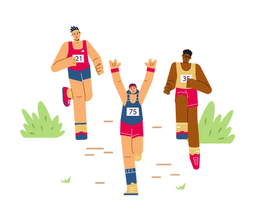 Diverse people running marathon  Illustration