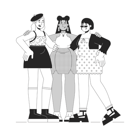 Diverse plus sized women in stylish clothes  Illustration