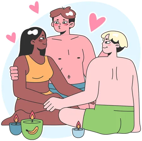 Diverse trouple love without boundaries  Illustration