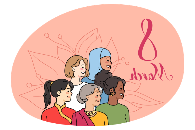 Diverse women celebrate international women day  Illustration