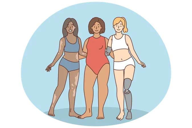 Diverse women stand together show unity  Illustration