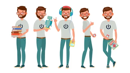 Uomo geek Illustration Pack