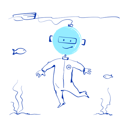 Diving in under water  Illustration