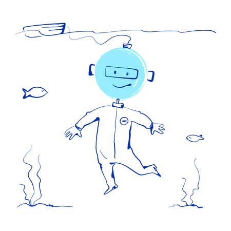 Diving in under water  Illustration