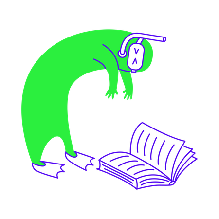 Diving into book for knowledge Illustration