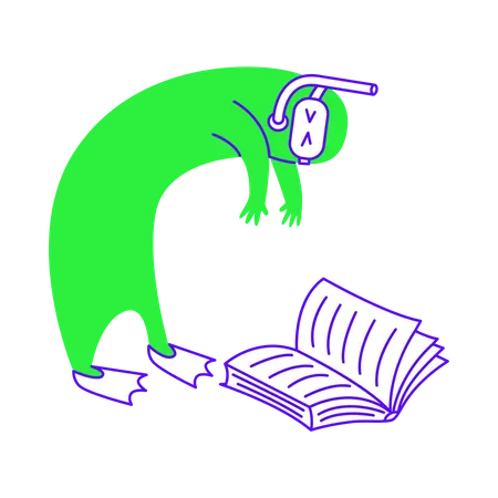 Diving into book for knowledge Illustration