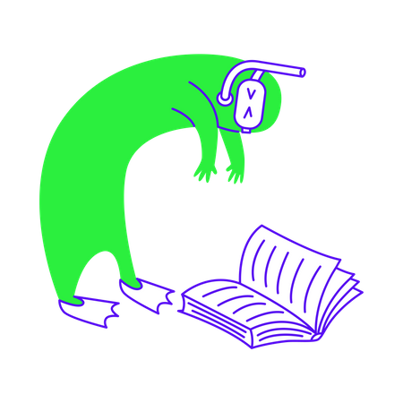 Diving into book for knowledge  Illustration