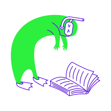 Diving into book for knowledge  Illustration