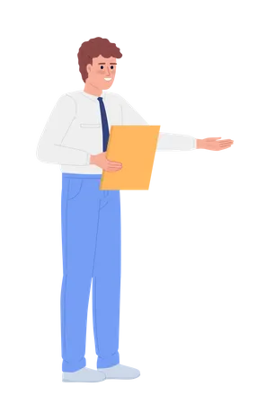 Division Manager With Clipboard Semi Flat Color Vector Character Inspector Editable Figure Full Body Person On White Simple Cartoon Style Spot Illustration For Web Graphic Design And Animation Illustration