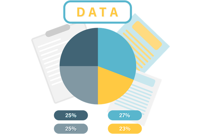 Division with pie chart  Illustration