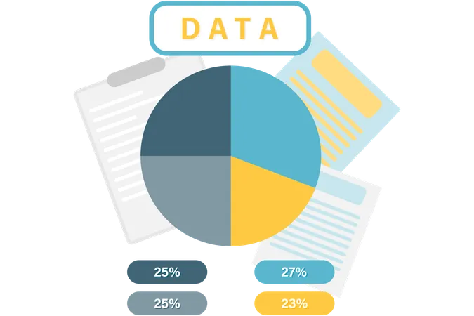 Division with pie chart  Illustration