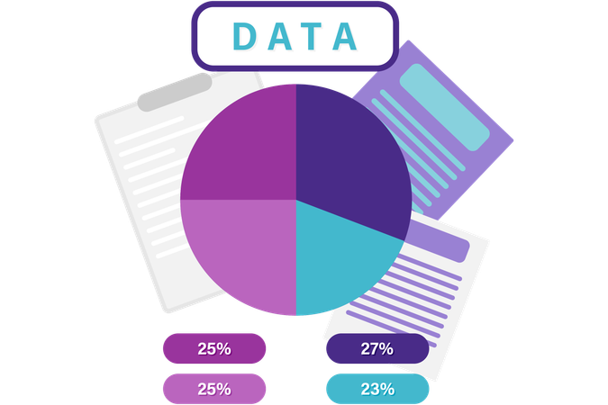 Division with pie chart  Illustration