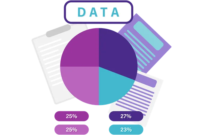 Division with pie chart  Illustration