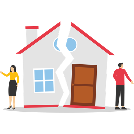 Divorce property division  Illustration