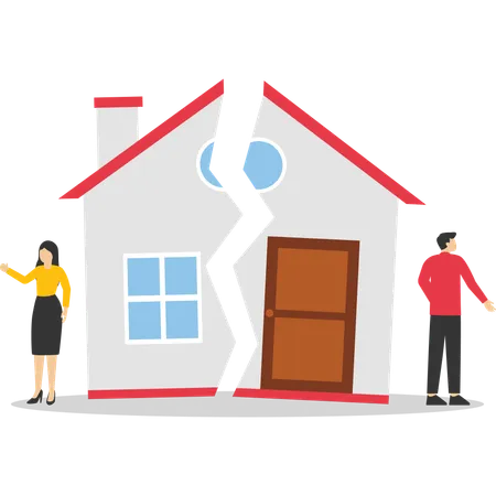 Divorce property division  Illustration