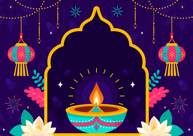 Festival das Luzes de Diwali  Ilustração