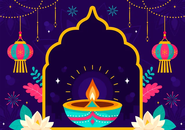 Festival das Luzes de Diwali  Ilustração