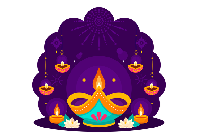 Festival das Luzes de Diwali  Ilustração