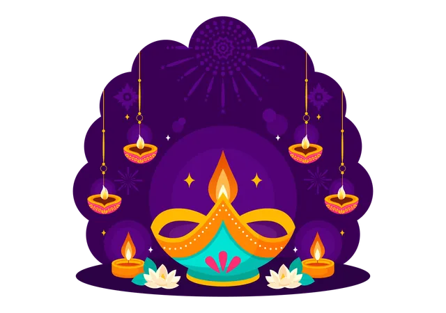 Festival das Luzes de Diwali  Ilustração