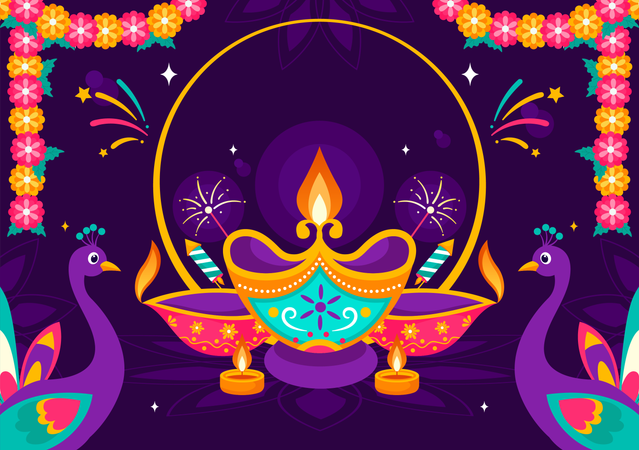 Festival das Luzes de Diwali  Ilustração