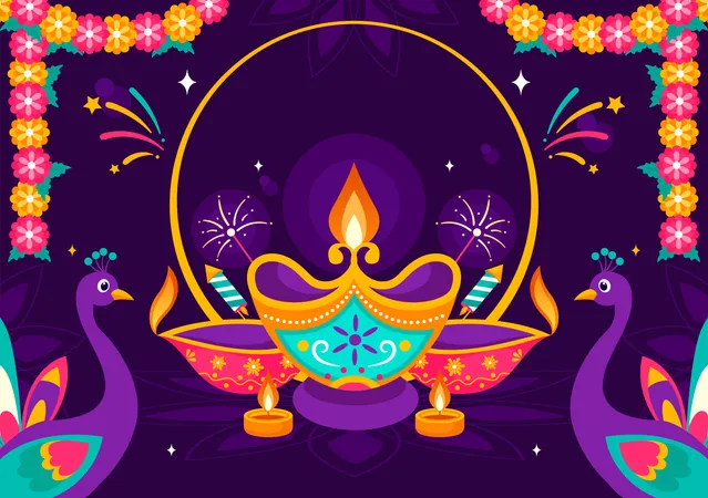 Festival das Luzes de Diwali  Ilustração