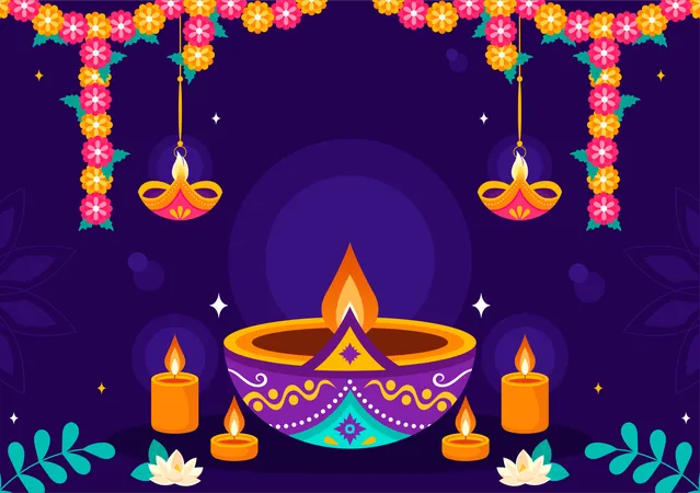 Festival das Luzes de Diwali  Ilustração