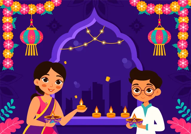 Festival das Luzes de Diwali  Ilustração