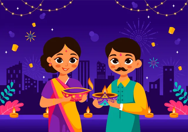 Festival das Luzes de Diwali  Ilustração