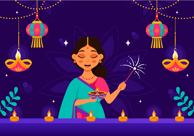 Festival das Luzes de Diwali  Ilustração