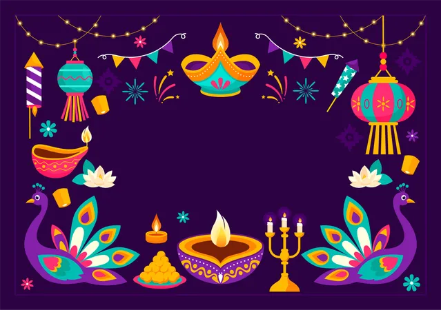 Festival das Luzes de Diwali  Ilustração