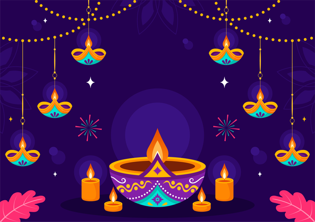 Festival das Luzes de Diwali  Ilustração