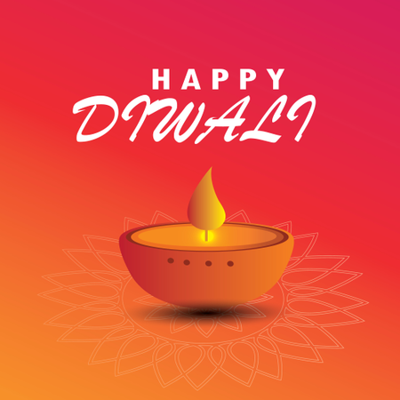 Diwali Festival Greeting Card With Beautiful Rangoli And Diya Background  Illustration