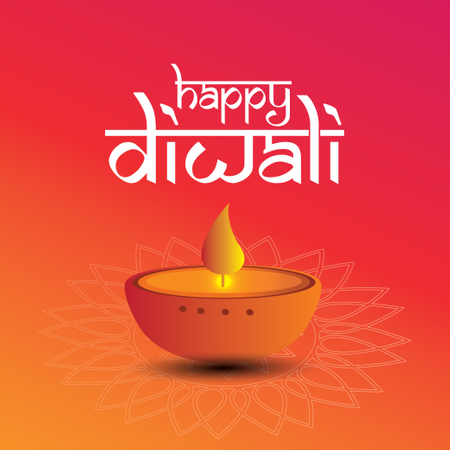 Diwali Festival Greeting Card With Beautiful Rangoli And Diya Background  Illustration