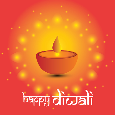 Diwali Festival Greeting Card With Beautiful Rangoli And Diya Background  Illustration