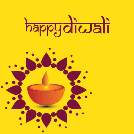 Diwali Festival Greeting Card With Beautiful Rangoli And Diya Background  Illustration