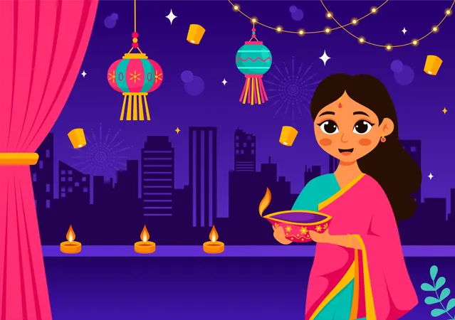 Diwali-Lichterfest  Illustration