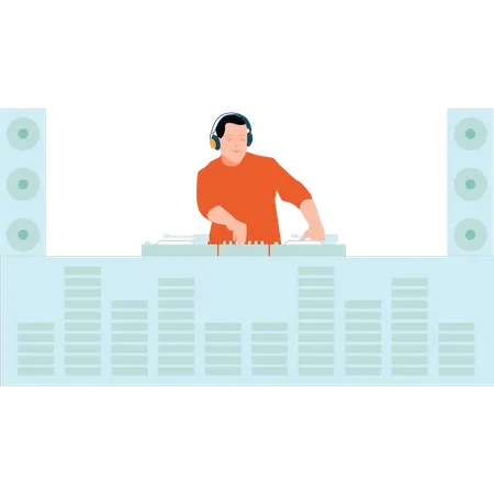 DJ Junge spielt Musik  Illustration