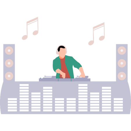 DJ is playing music at party  Illustration