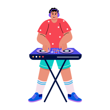 Dj man playing music  Illustration