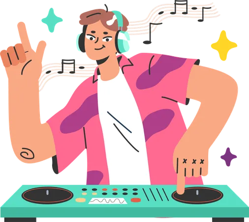 Dj man playing song in dj party  Illustration
