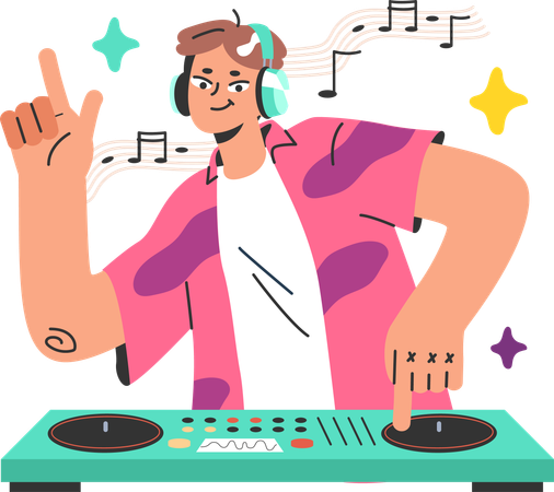 Dj man playing song in dj party  Illustration