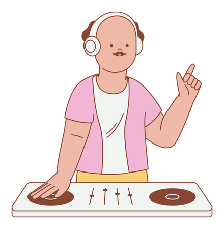 Dj mixando música  Ilustração