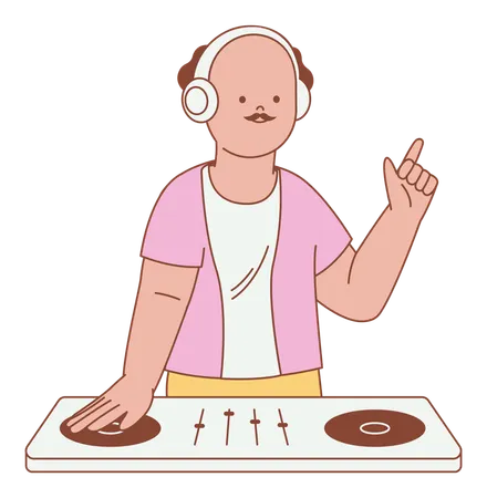 Dj mixando música  Ilustração