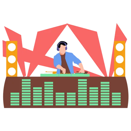 The DJ Is Mixing The Beats Illustration