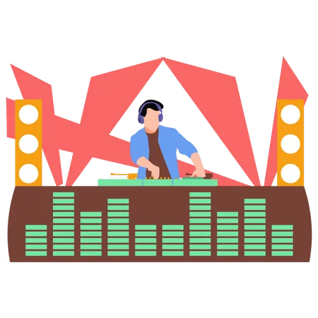 DJ mixing the beats  Illustration