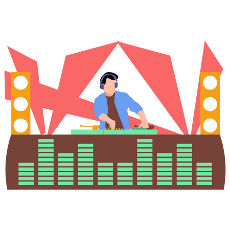 DJ mixing the beats  Illustration