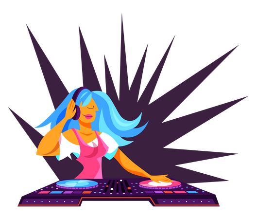 DJ person standing at the audio console  Illustration