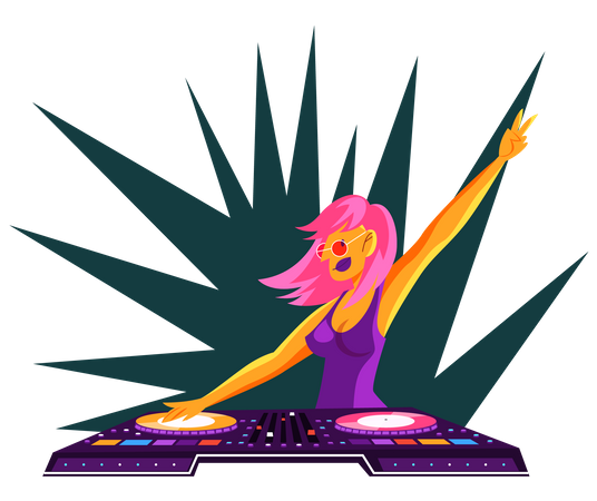 DJ person standing at the audio console  Illustration
