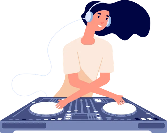 Dj Characters People With Headphones And Turntable Mixer Make Contemporary Music In Club Dj Guy Spinning Disc Isolated Vector Set Dj Discotheque Entertainment People Musical Nightclub Illustration イラスト