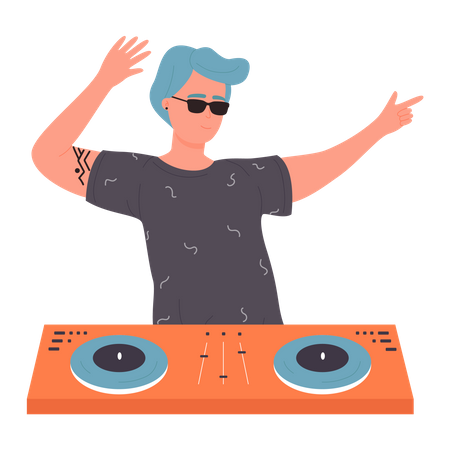 DJ reproducir música  Ilustración
